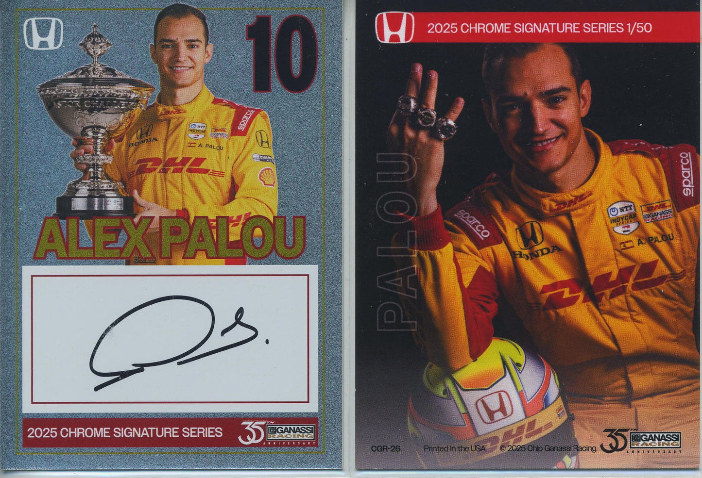 2025 Chip Ganassi Racing Card Alex Palou Autograph 1/50 produced