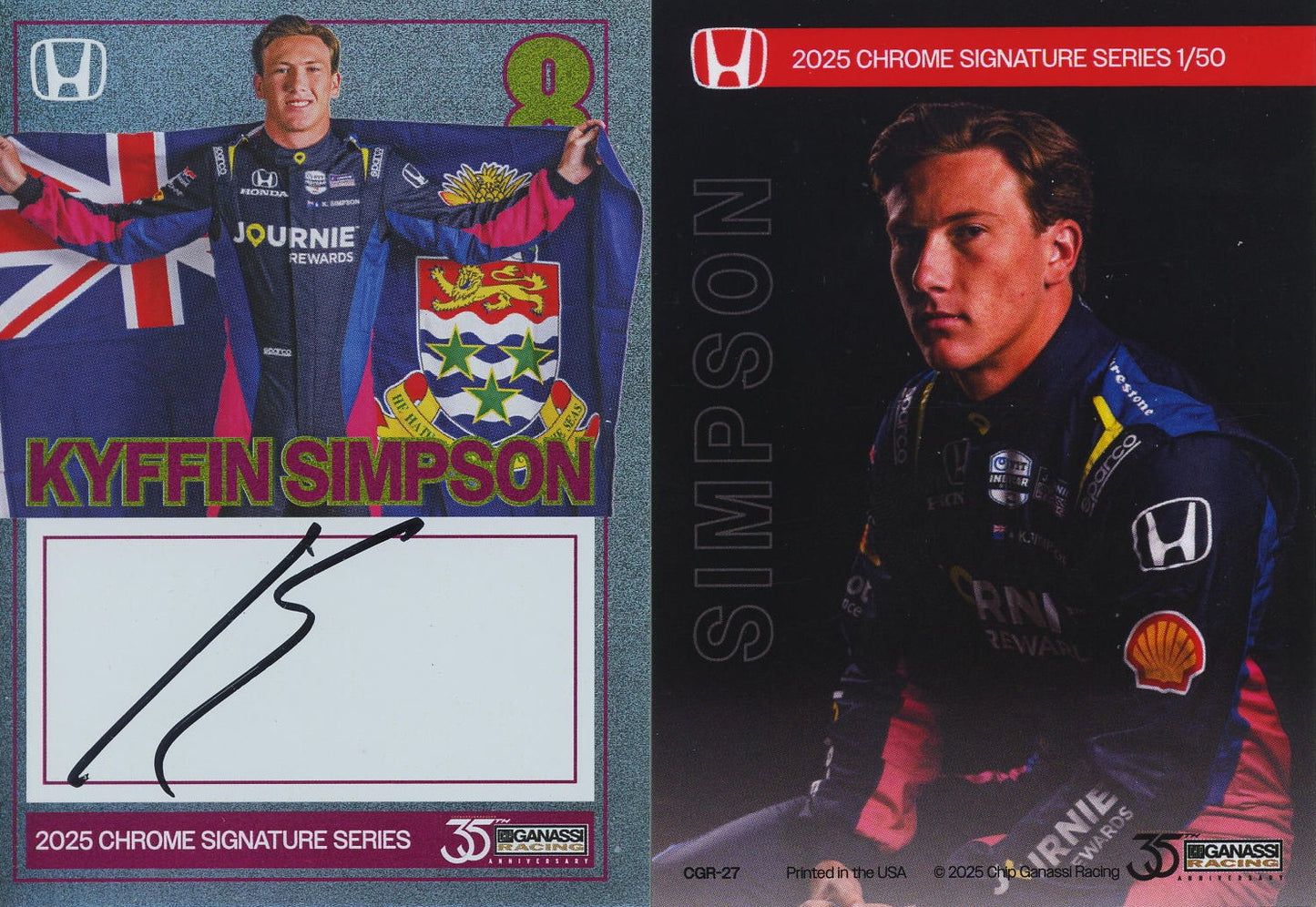 2025 Chip Ganassi Racing Card Kyfin Simpson Autograph 1/50 produced