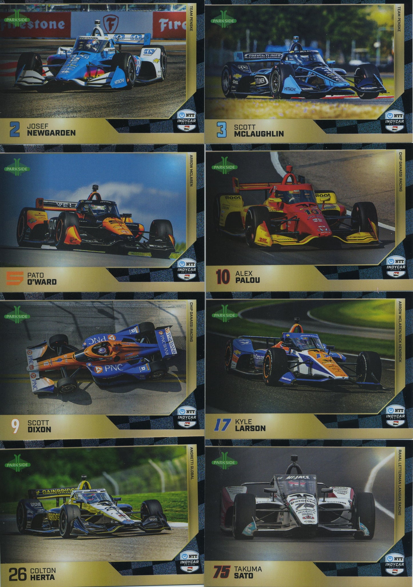 2025 Parkside IndyCar Checker Foil Car Complete Set 43 cards