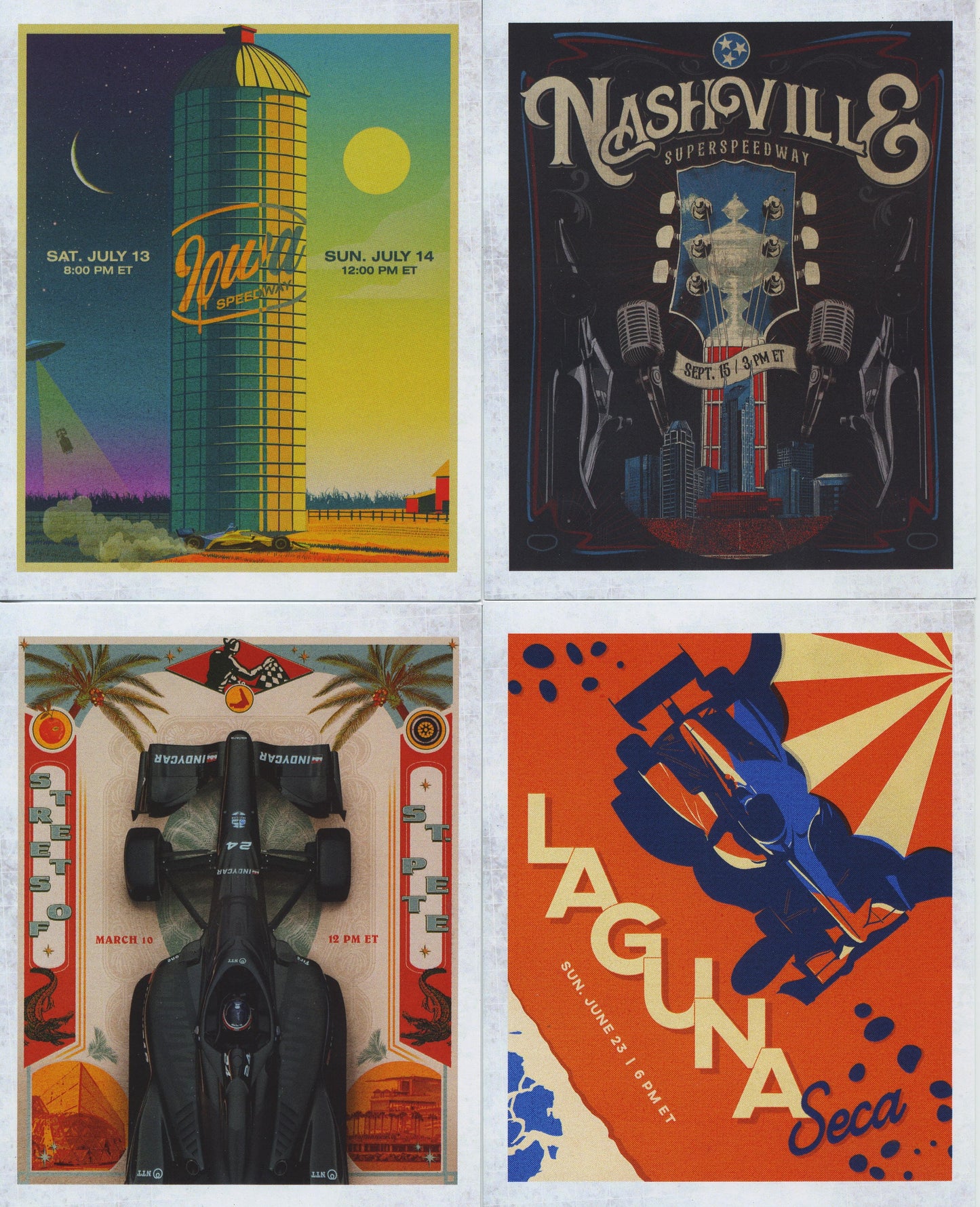 2025 Parkside IndyCar Race Event Postcards Box Toppers Complete 16 Card Set