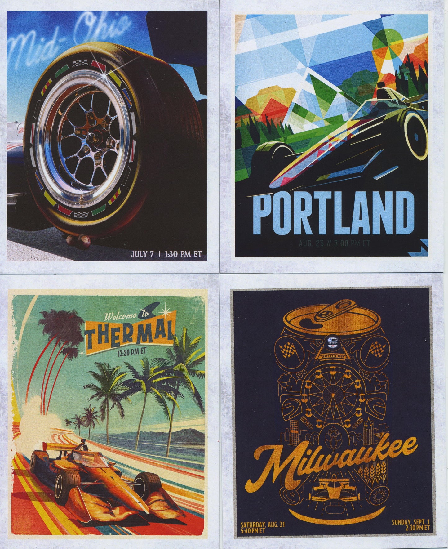2025 Parkside IndyCar Race Event Postcards Box Toppers Complete 16 Card Set