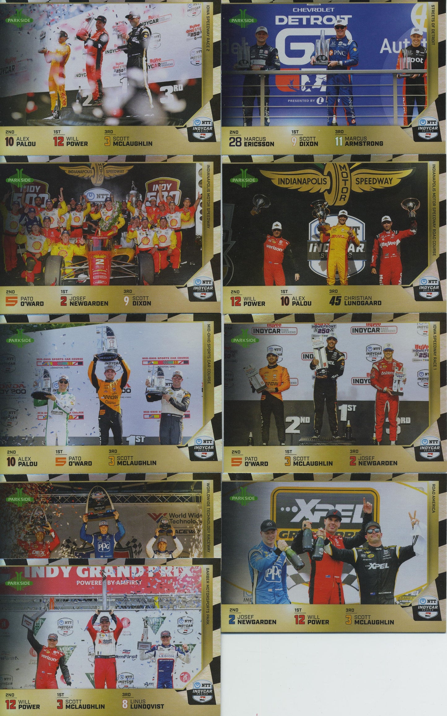 2025 Parkside IndyCar Checkered Foil Podiums Complete 17 Card Set