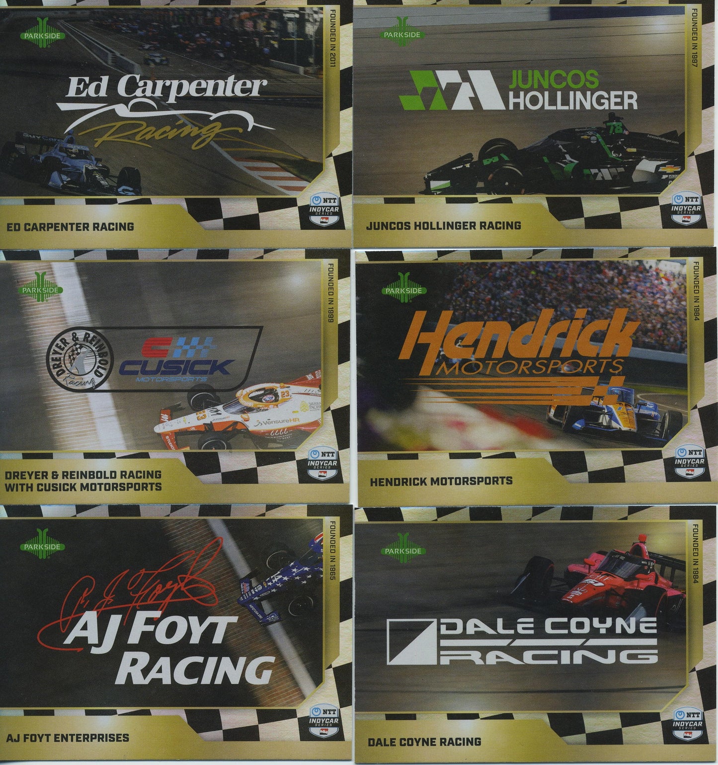 2025 Parkside Indycar Checkered Foil Teams 12 Card Complete Set