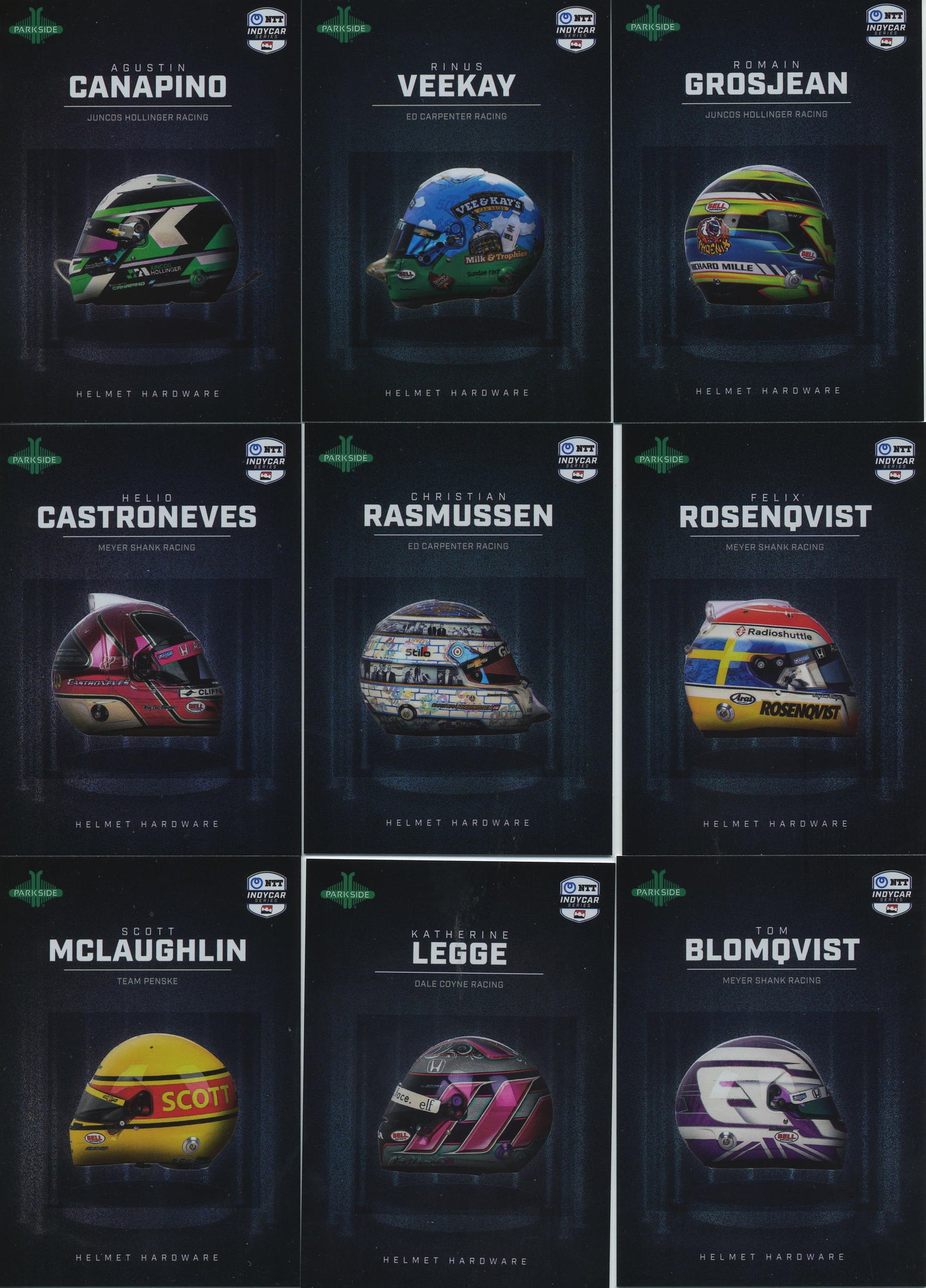 2025 Parkside IndyCar Complete 20 Card Helmet Hardware Set