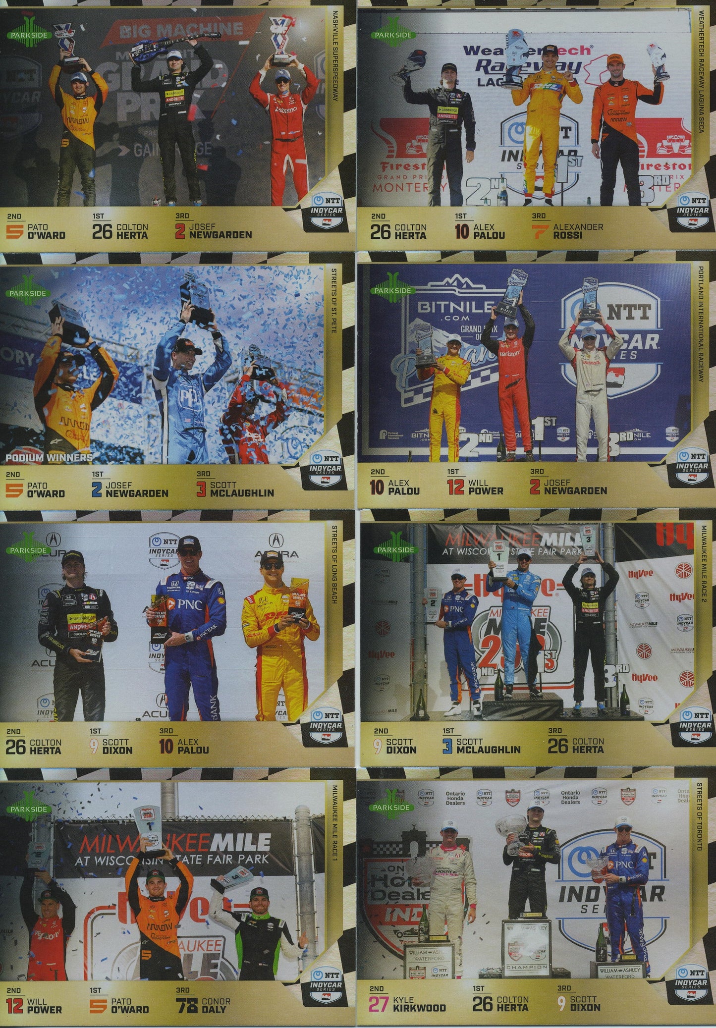 2025 Parkside IndyCar Checkered Foil Podiums Complete 17 Card Set
