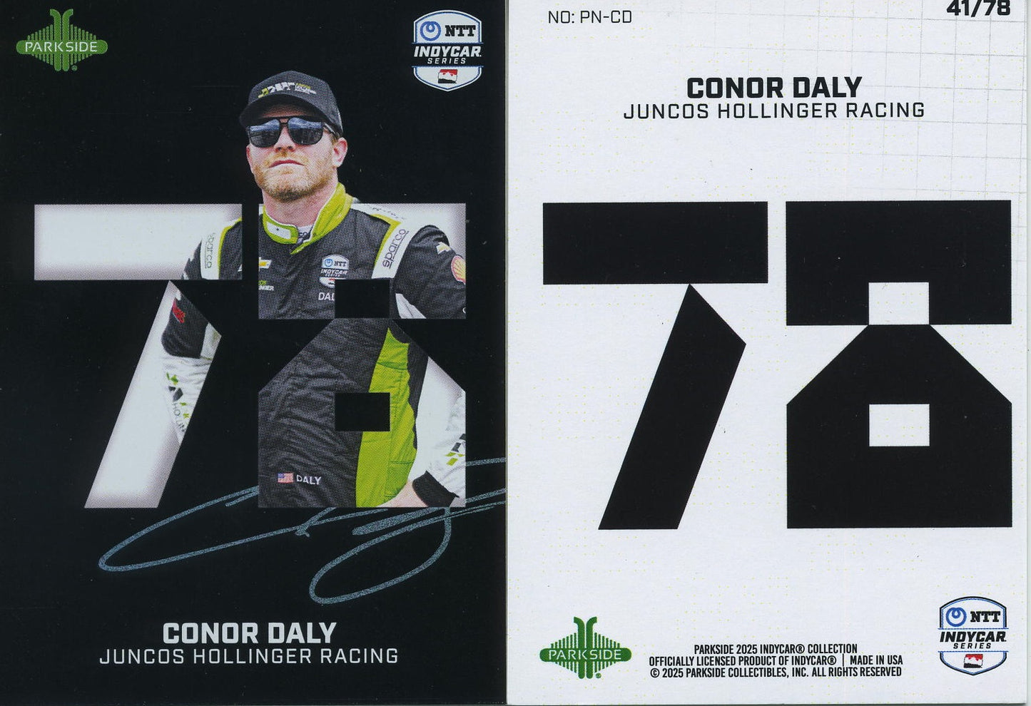 2025 Parkside IndyCar Conor Daly Numeric Card 41 of 78