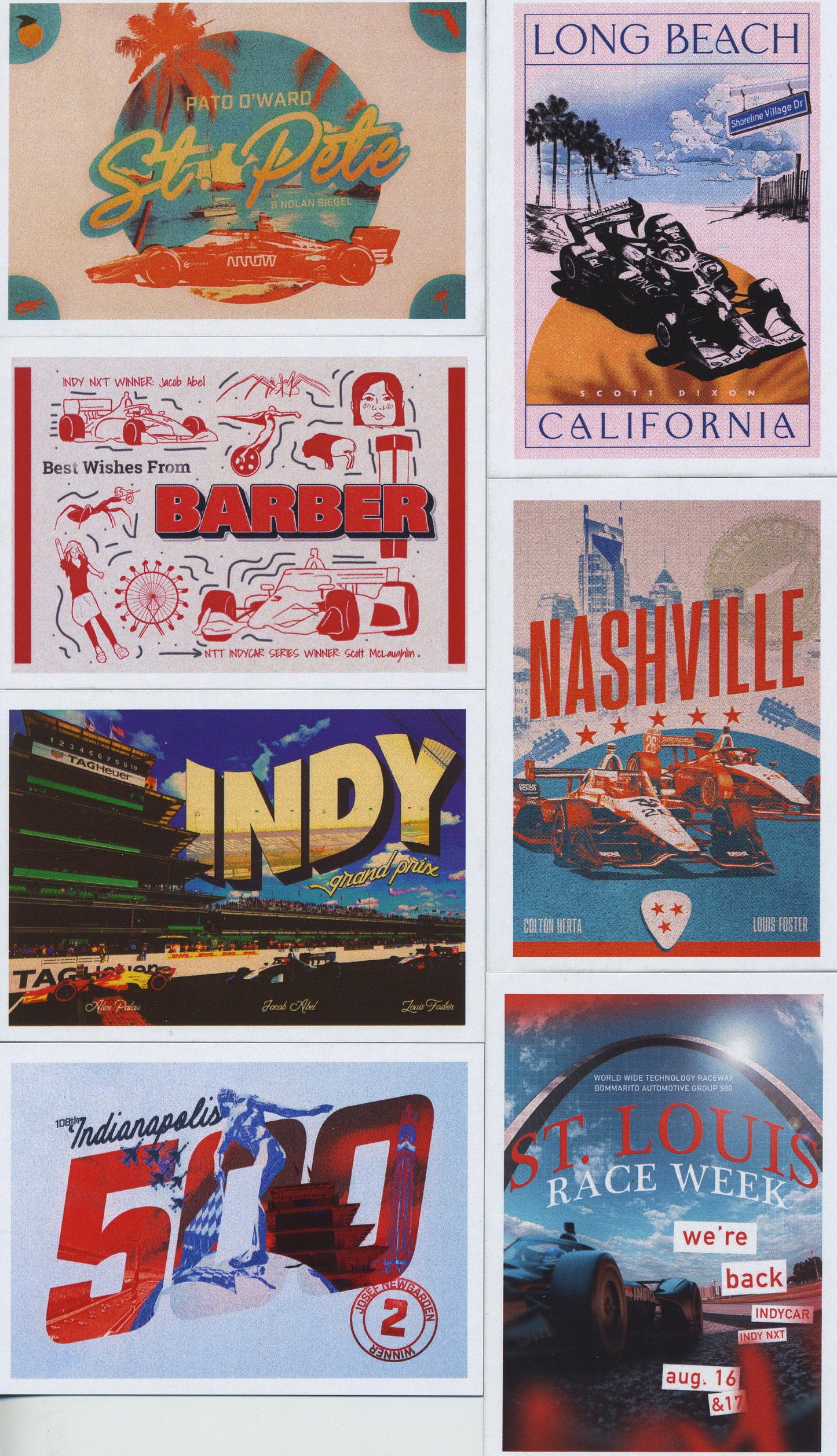 2025 Parkside IndyCar Complete 15 Card Race Event Insert Set