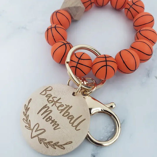 Basketball Sports Mom Wristlet - Silicone Beads - Sport Accessories
