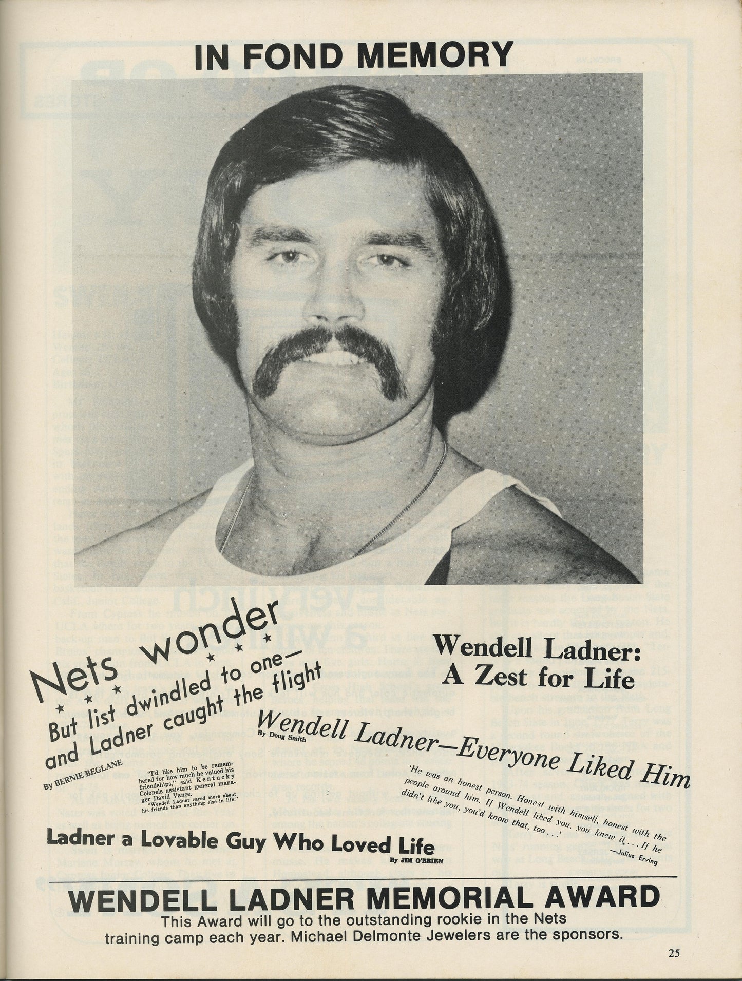 1975-1976 ABA New York Nets Complete Program Dr. J. V Indiana Pacers