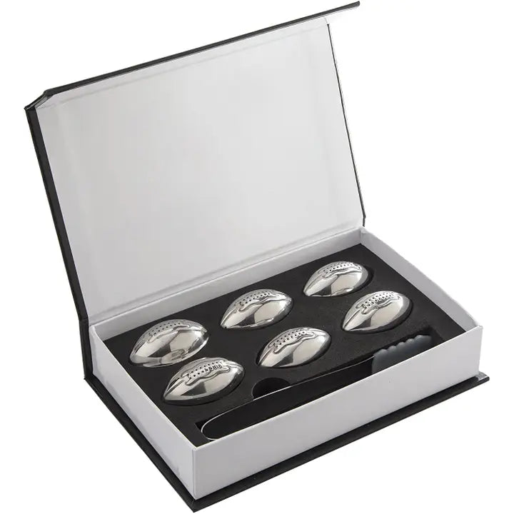 Football Shaped Stainless Steel Whiskey Stones Set of 6