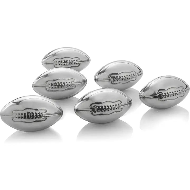 Football Shaped Stainless Steel Whiskey Stones Set of 6