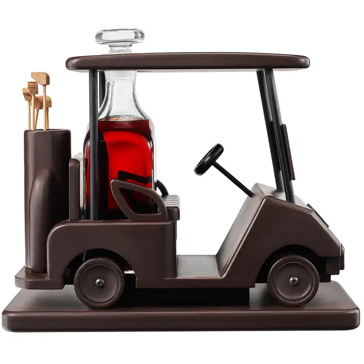 Golf Decanter Whiskey Decanter - Brown Wooden Golf Cart 850 ml capacity