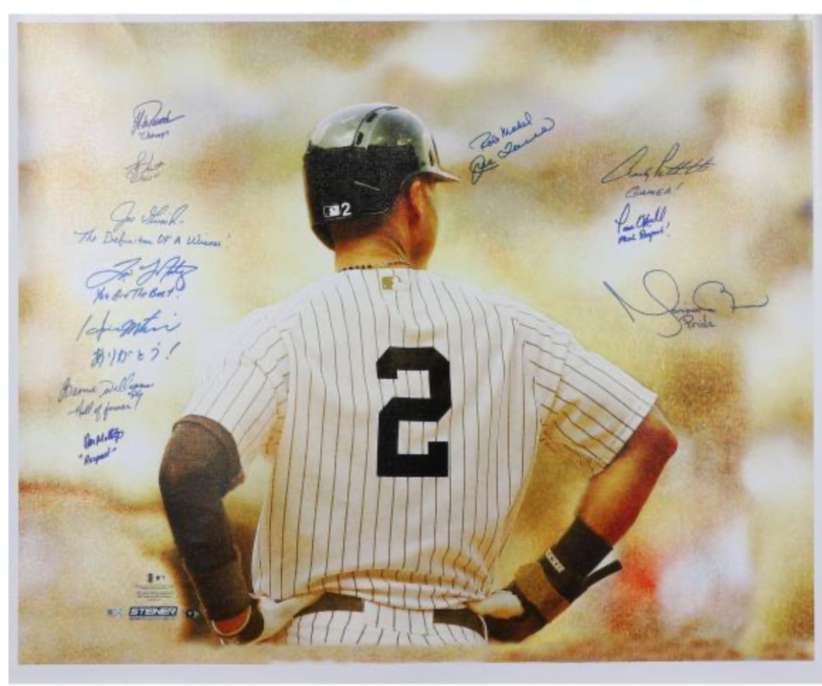 Derek Jeter Multi Signed Inscribed Tribute Canvas 30x38