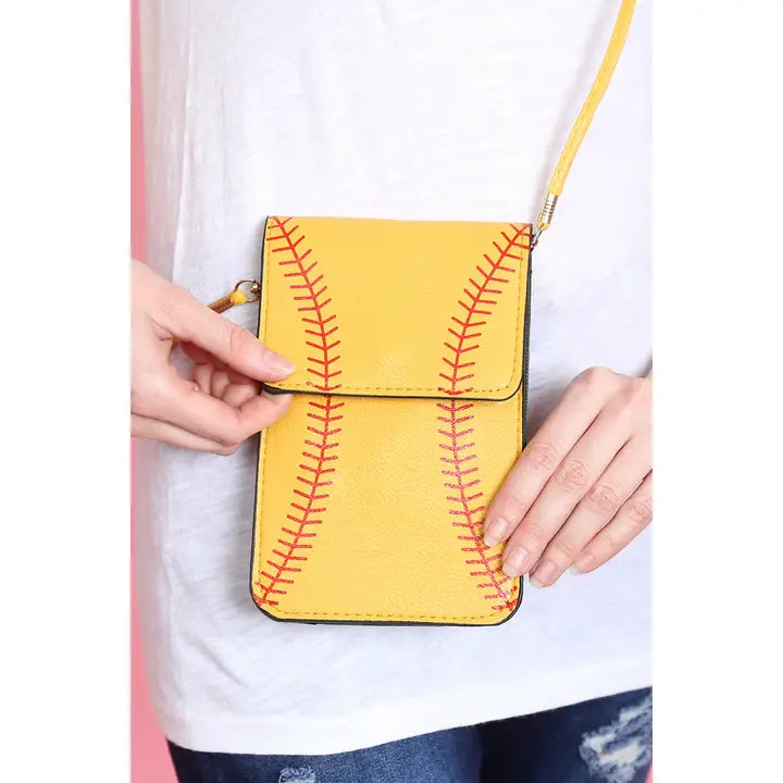 Softball Sports Ball Cellphone Holder Crossbody Bag