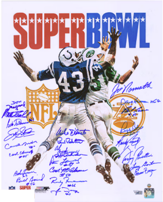 Authentic 1969 New York Jets Autographed Super Bowl III Program 16" x 20" Photo - 24 Signatures