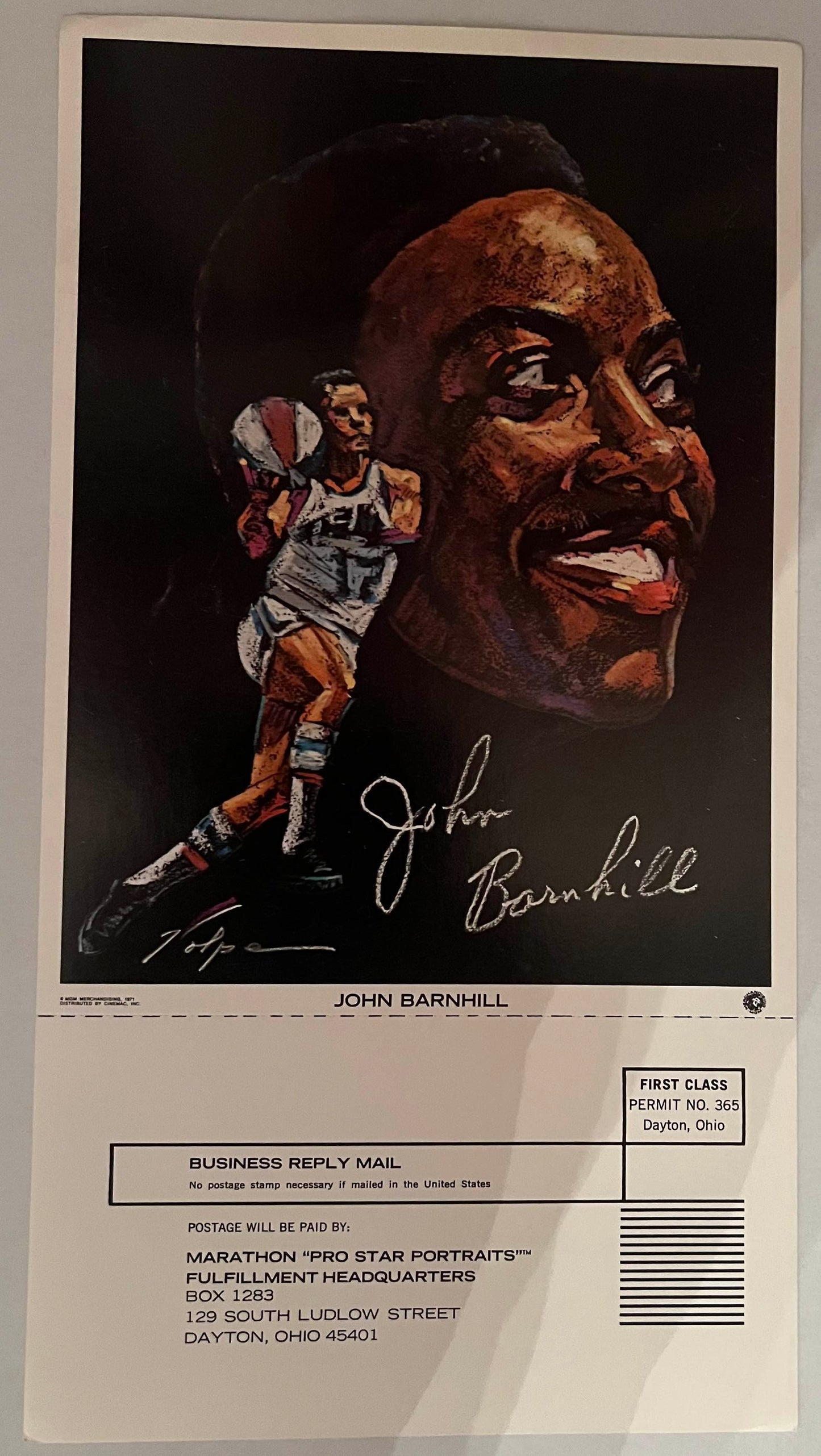 1970-1971 John Barnhill Indiana Pacer Nicholas Volpe Sports Print