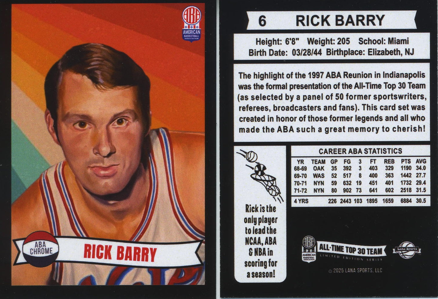 2025 Lana Sport ABA Complete Set 30 Cards Vol 1 Limited Production