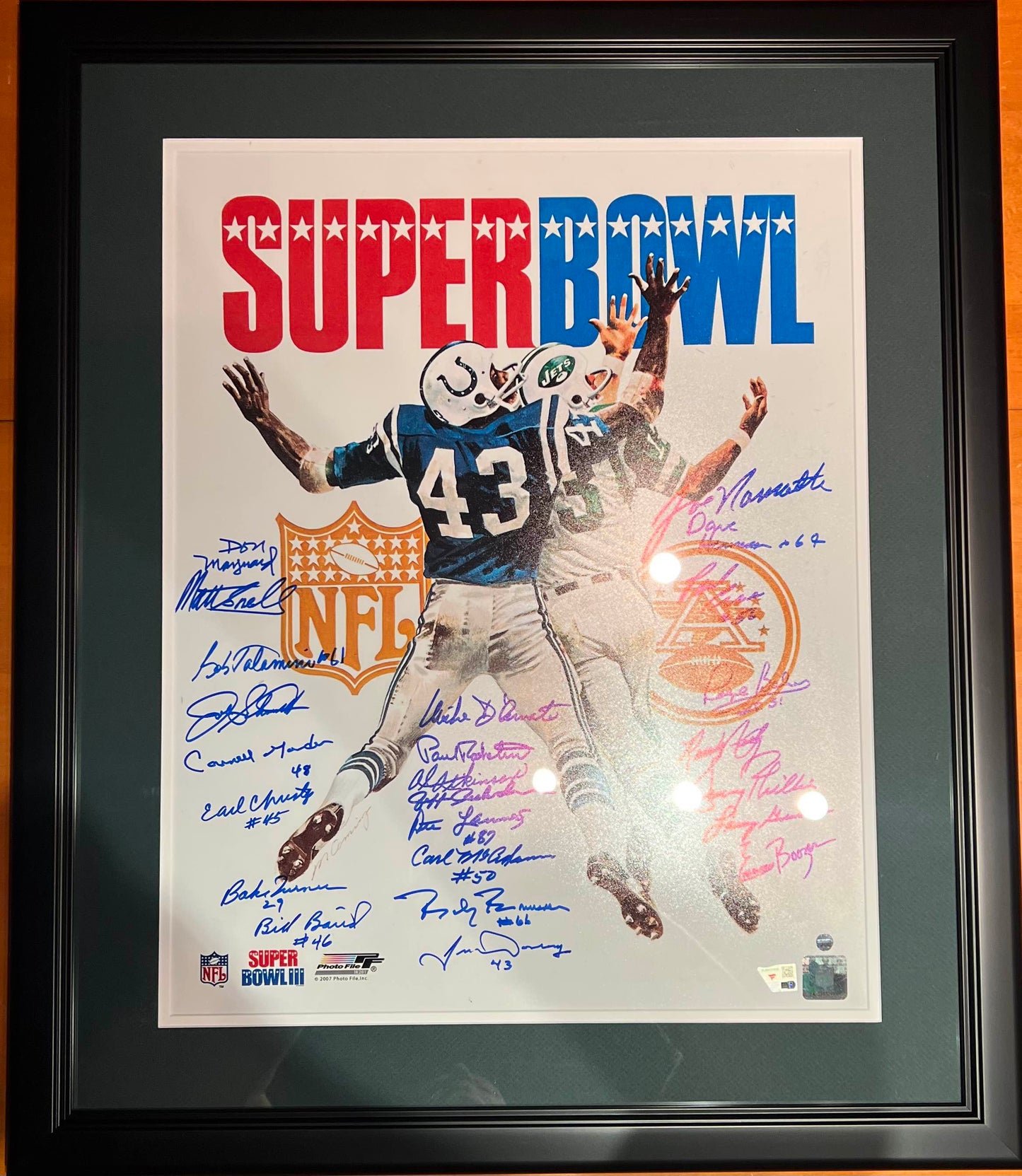 Authentic 1969 New York Jets Autographed Super Bowl III Program 16" x 20" Photo - 24 Signatures