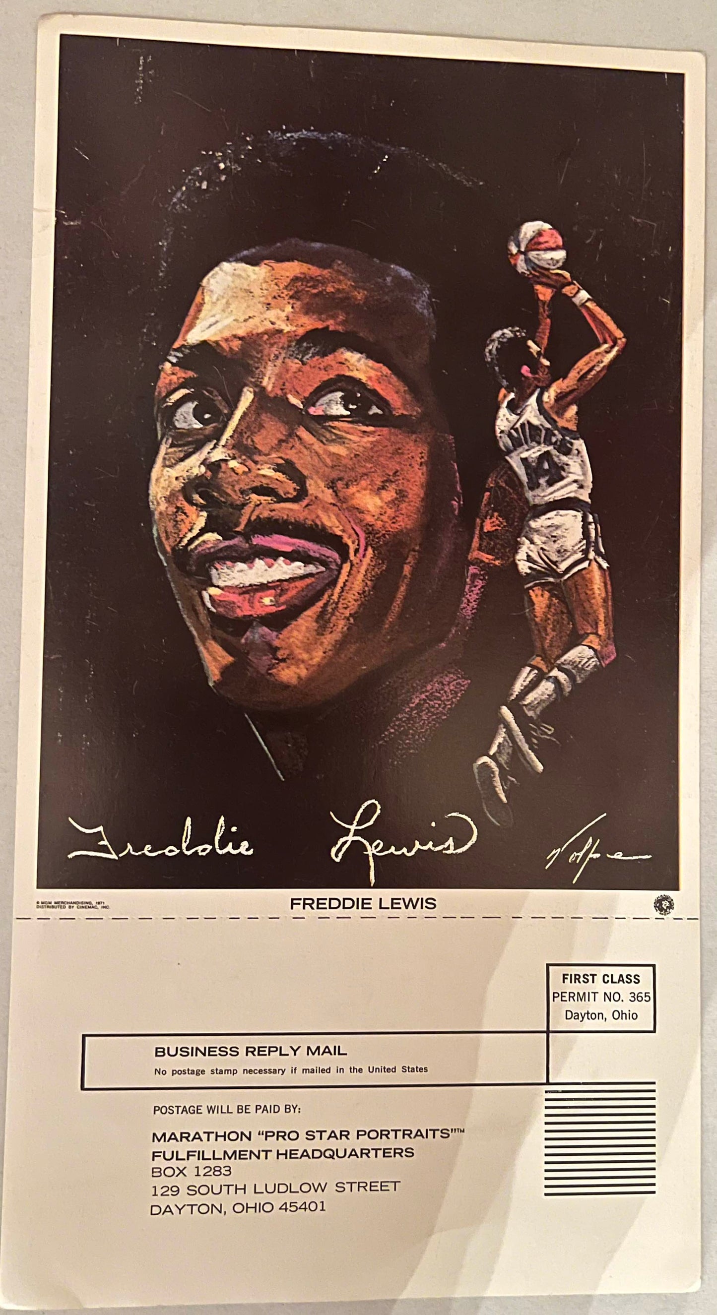 Freddie Lewis 3x ABA Pacer Basktball Legen Nicholas Volpe Art Print 1970-1971
