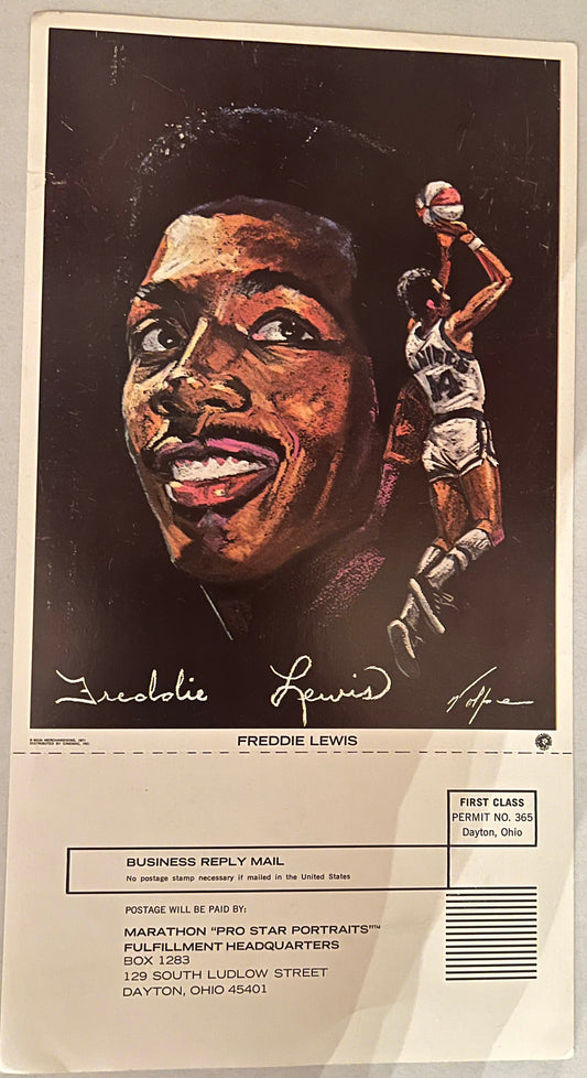 Freddie Lewis 3x ABA Pacer Basktball Legen Nicholas Volpe Art Print 1970-1971