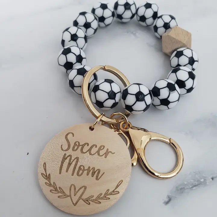 Soccer Sports Mom Wristlet - Silicone Beads - Sport Accessories