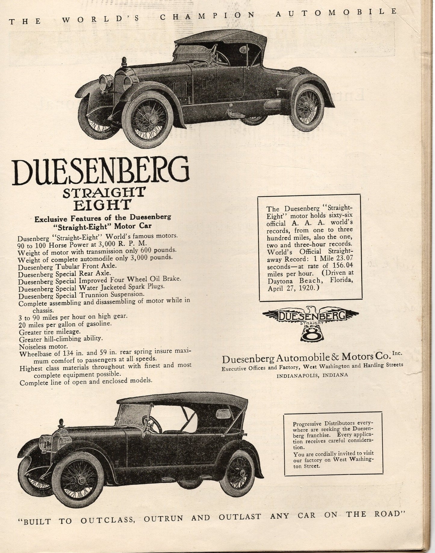 1921 Indy 500 Original Program Great Shape and Intact