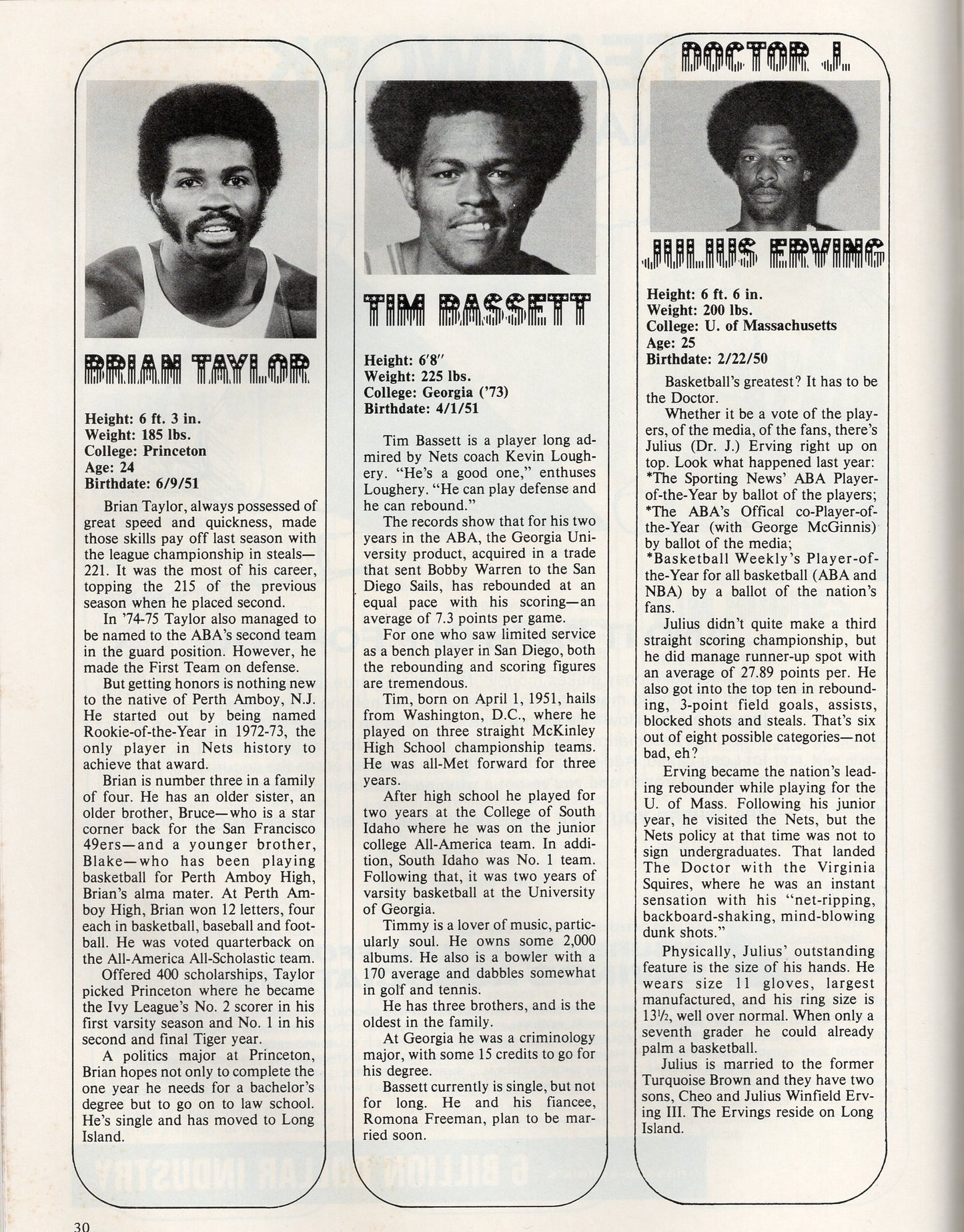 1975-1976 ABA New York Nets Complete Program Dr. J. v San Antonio Spurs Red Cover