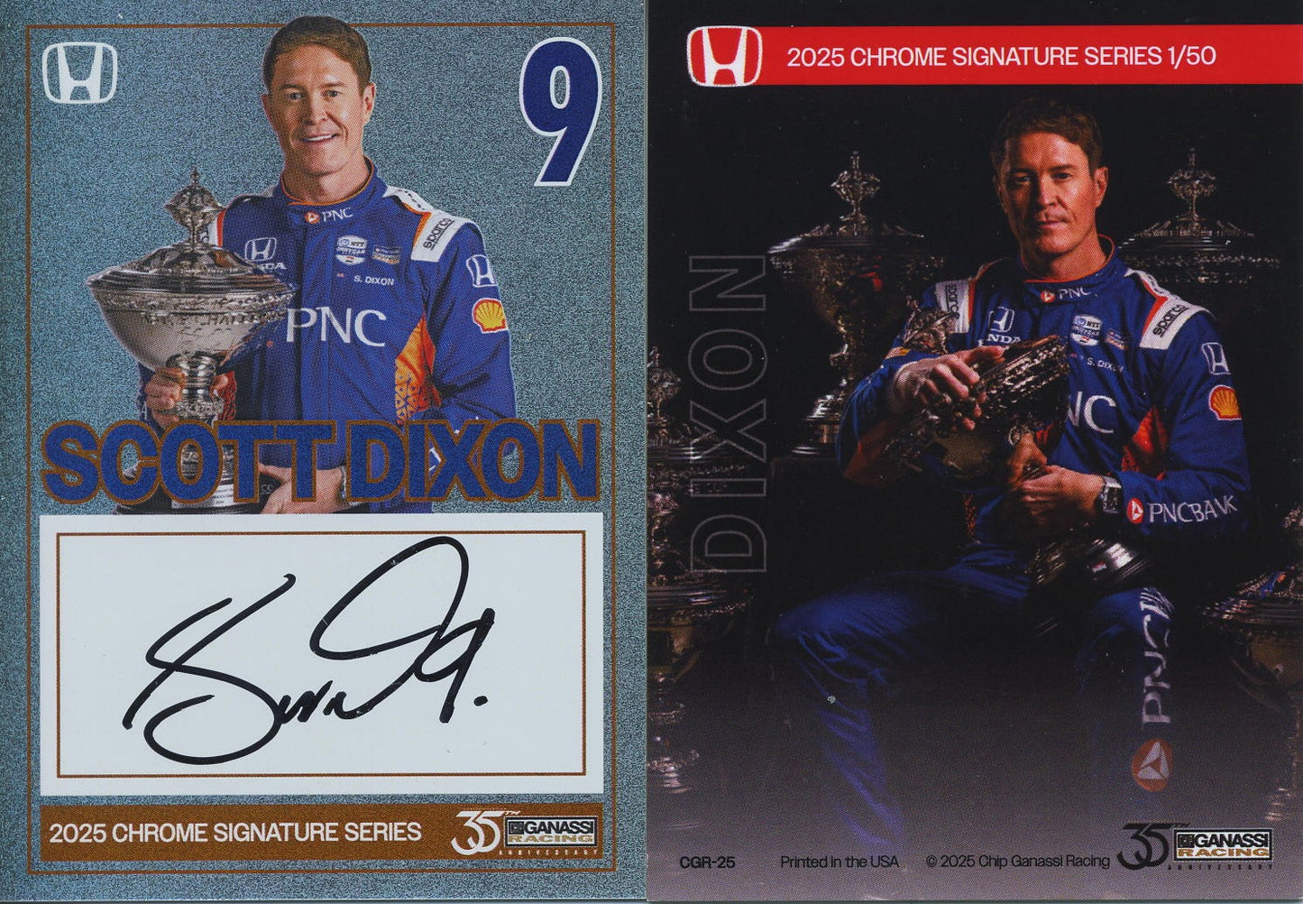 2025 Chip Ganassi Racing Card Scott Dixon Autograph 1/50 produced