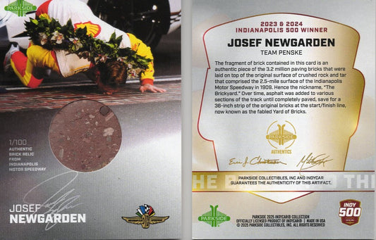 2025 Parkside IndyCar Newgarden Brick Card 2 Time Indy 500 Winner Relic 1