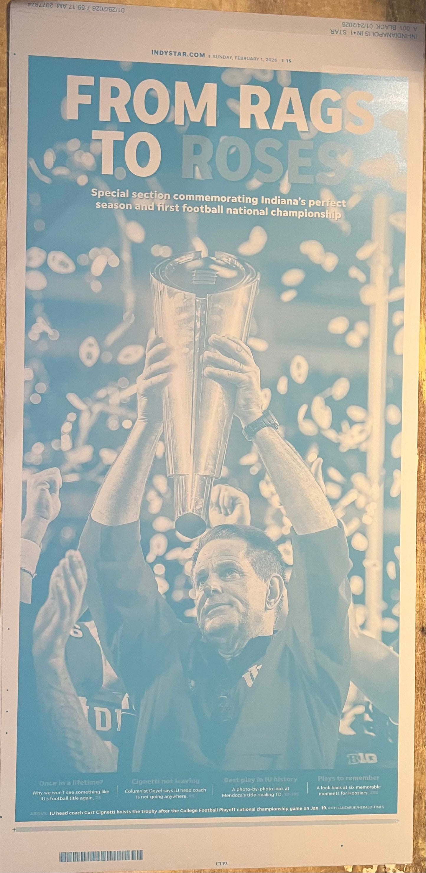 Indiana University Football 6 Printing Plates & Newspapers & 59 Card Set