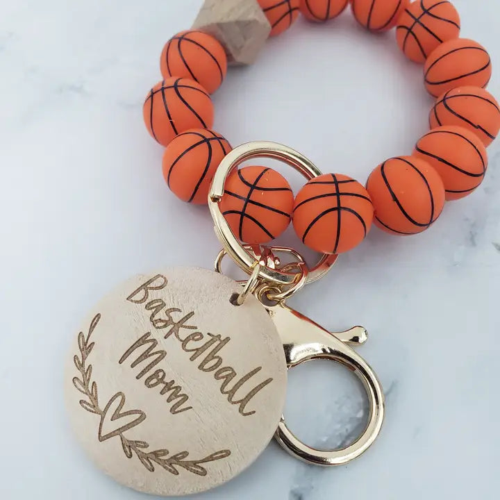 Basketball Sports Mom Wristlet - Silicone Beads - Sport Accessories