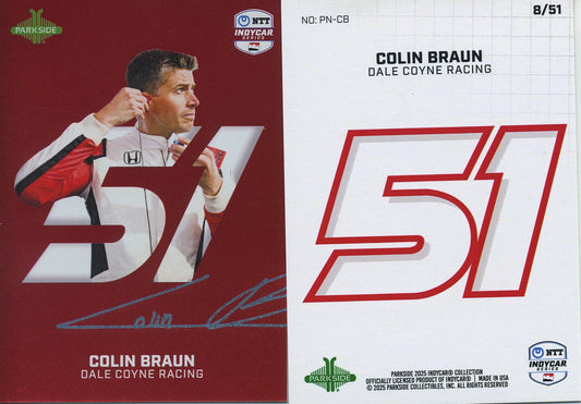 2025 Parkside IndyCarColin Braun Numeric Card 8 of 51