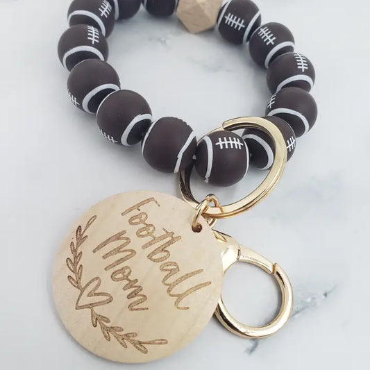 Football Sports Mom Wristlet - Silicone Beads - Sport Accessories