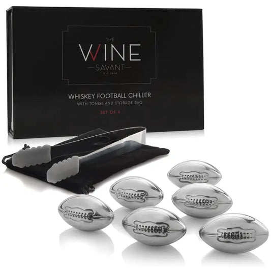 Football Shaped Stainless Steel Whiskey Stones Set of 6