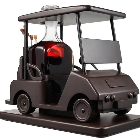 Golf Decanter Whiskey Decanter - Brown Wooden Golf Cart 850 ml capacity
