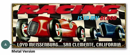 Racing Is In MY Blood Wall Art Metal Version Customized with your Name, City and State