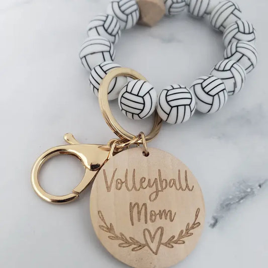 Volleyball Sports Mom Wristlet - Silicone Beads - Sport Accessories