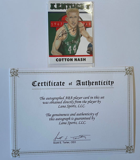 Cotton Nash Autographed ABA Basketball Rookie Card with COA also played in MLB