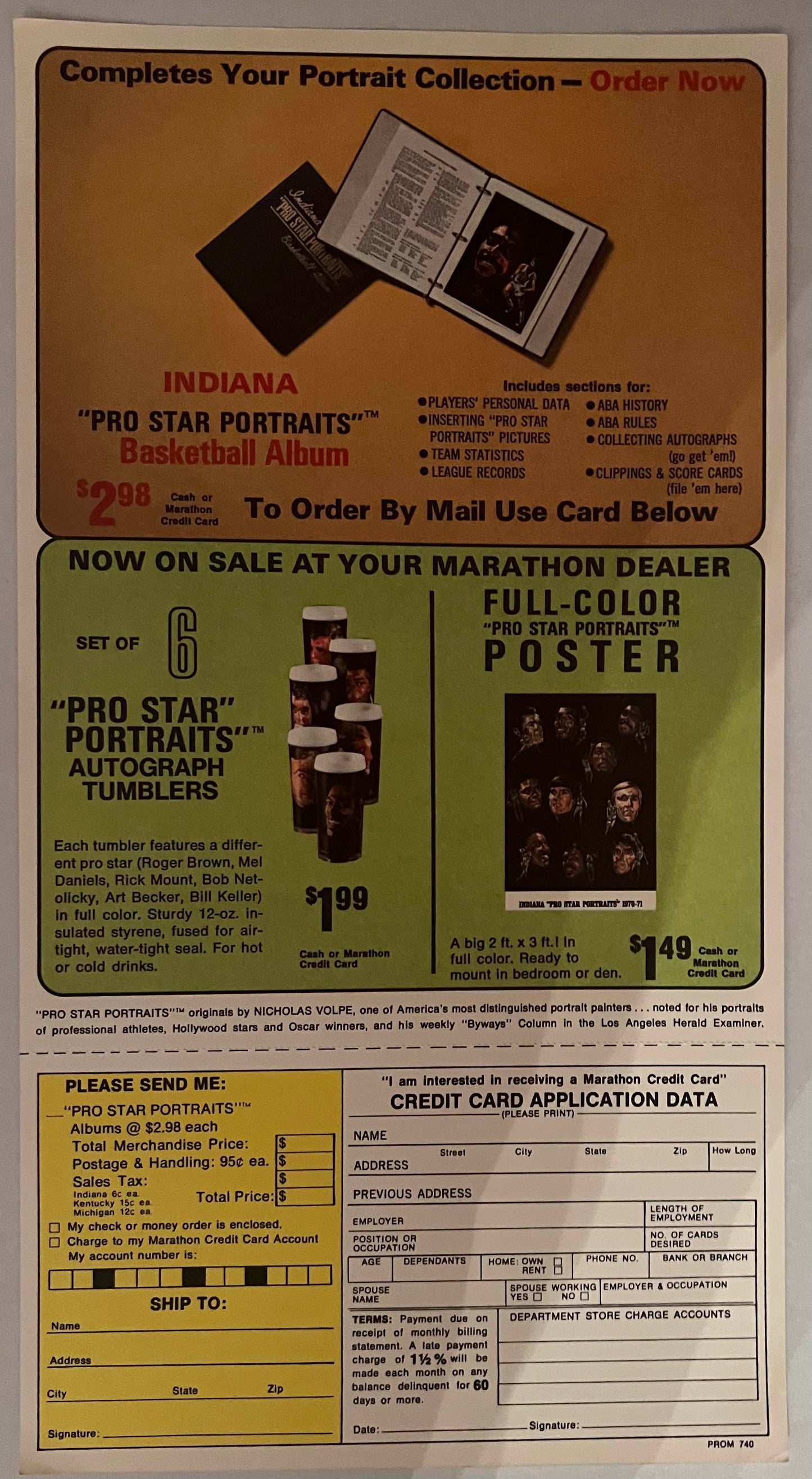 1970-1971 John Barnhill Indiana Pacer Nicholas Volpe Sports Print