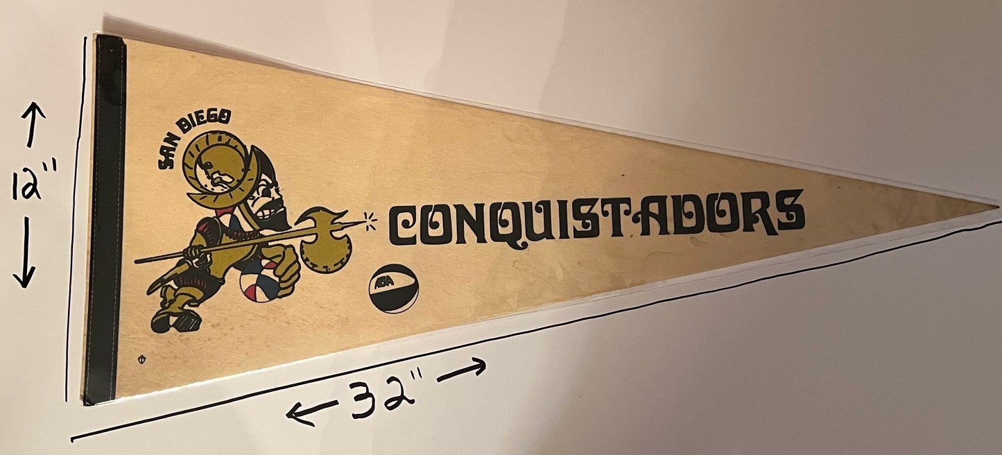 The San Diego Conquistadors White Pennant ABA Basketball