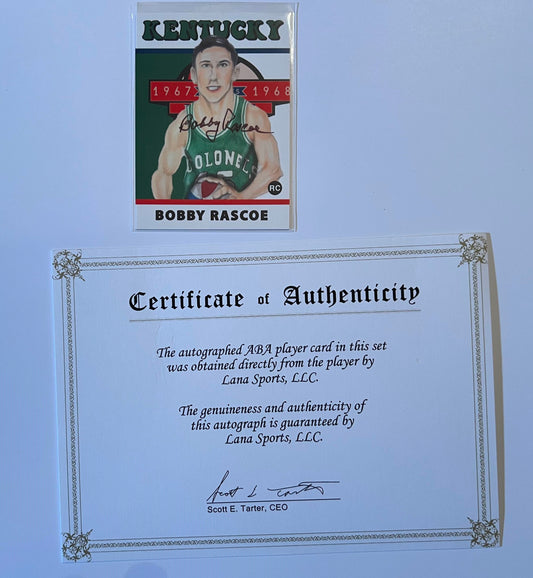 Lana Sport ABA Basketball Bobby Rascoe Autograph Rookie Card with COA