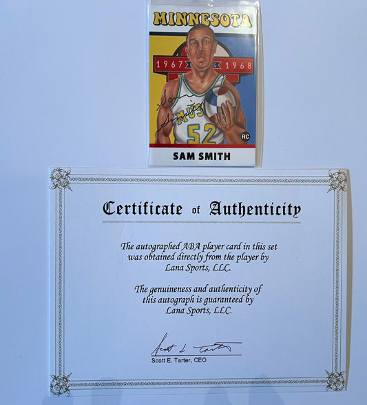 Sam Smith Lana Sports ABA Autograph ABA Rookie Card