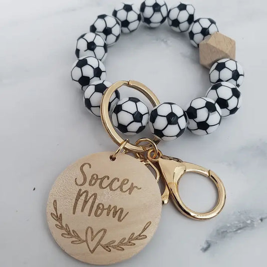 Soccer Sports Mom Wristlet - Silicone Beads - Sport Accessories