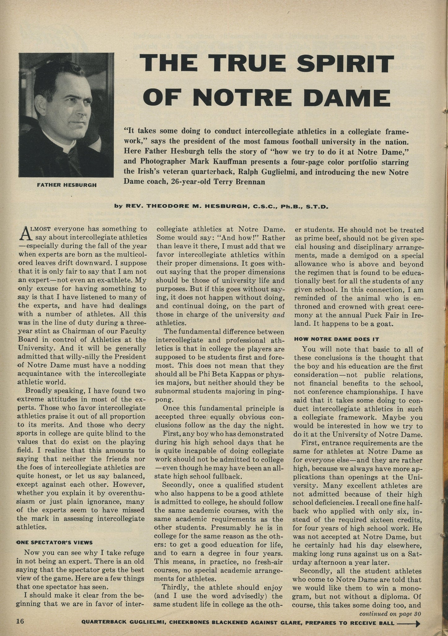 Sports Illustraed First Year September 27, 1954. Notre Dame Football