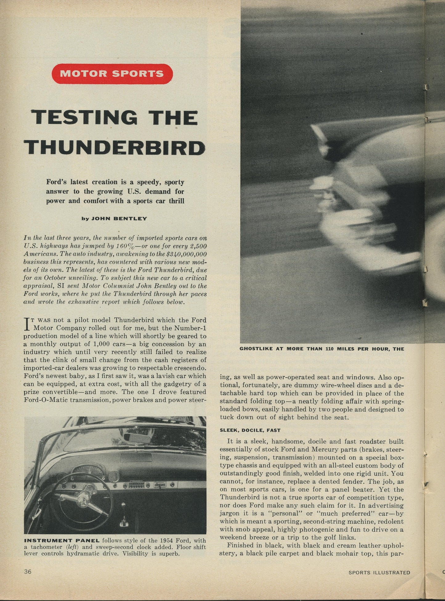 Vintage Sports Illustrated Year 1 October 4, 1954 Issue 8 Thunderbird Auto Test Issue