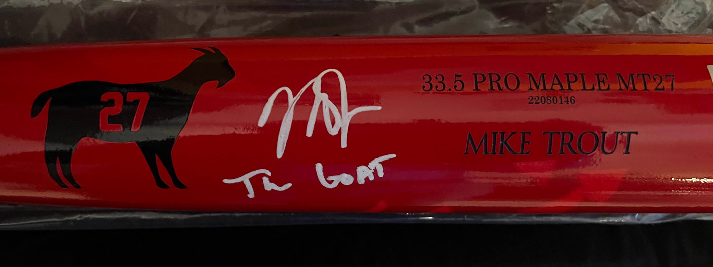 Mike Trout Los Angeles Angels Autographed Authentic Old Hickory MT27 The Goat Custom Bat